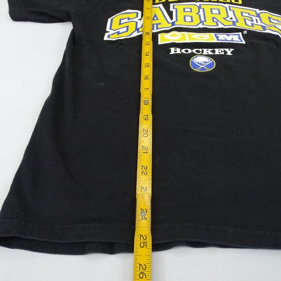 VINTAGE CCM Authentic BUFFALO SABRES Black Curve T-Shirt Size M - Picture 7 of 7